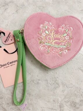 Juicy Couture Green In Bloom Heart Coin Purse NWT